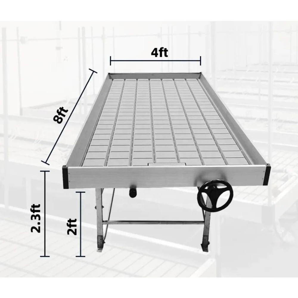 Flood Tray Table - 温室ベンチ、水耕栽培トレイ、スライドテーブル、垂直栽培システム、水耕栽培用ローリングベンチ、栽培テーブル