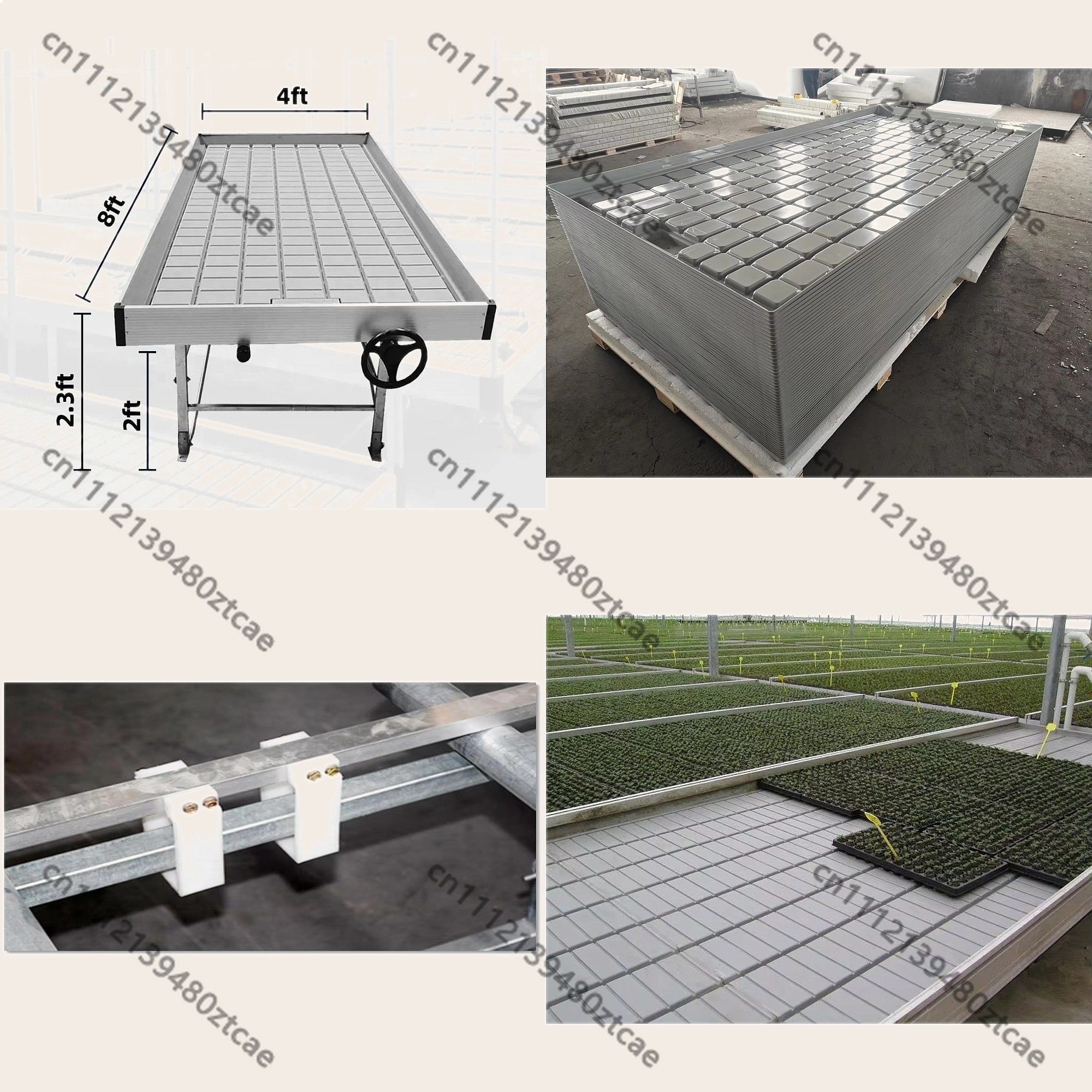 Flood Tray Table - 温室用スライドベンチ、水耕栽培用フラッドトレイ、垂直栽培システム、植物用ローリングテーブル