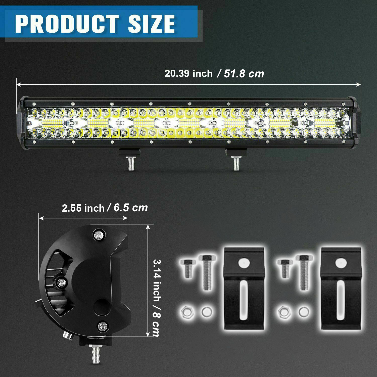 20 インチ LED ワークライト + ブルバーフロントバン - Flood Tray Table のレビューと価格