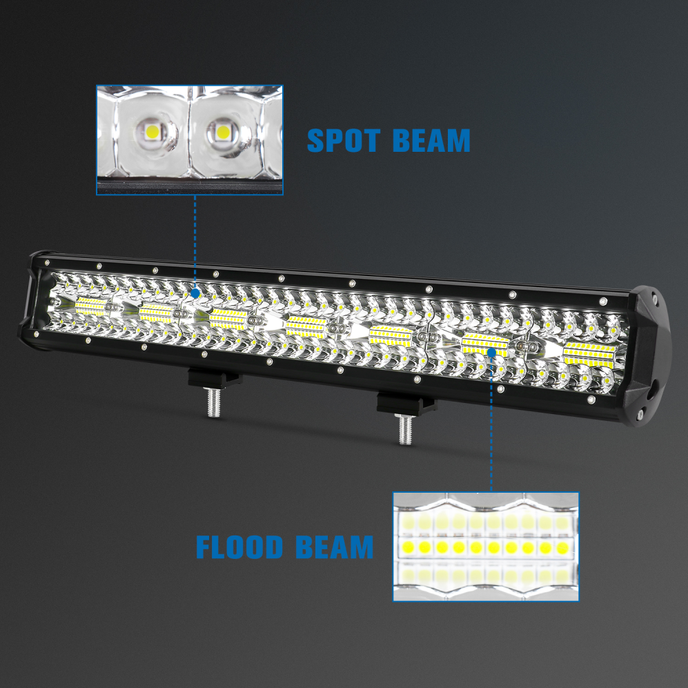 20 インチ LED ワークライト + ブルバーフロントバン - Flood Tray Table のレビューと価格
