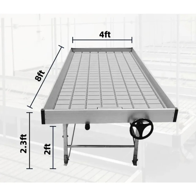 温室ベンチ、水耕栽培トレイ、スライドテーブル、垂直栽培システ - Flood Tray Table のレビューと価格
